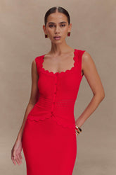 Madeline Scallop Knit Top - Red